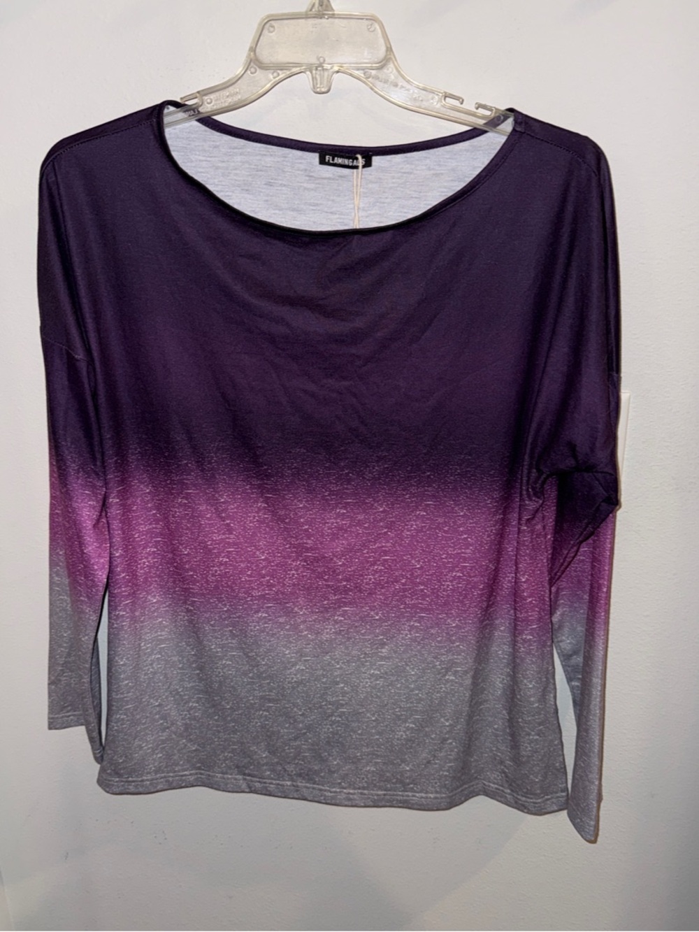 Flamingals Ombre Long Sleeve Tee in Purple and Gray